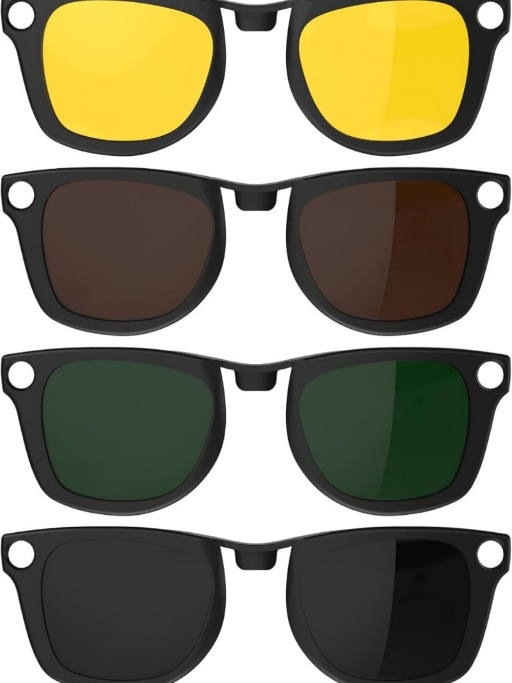 4Pcs Polarized Clip-On Sunglasses for Wayfarer Frames - UV Protection & Stylish